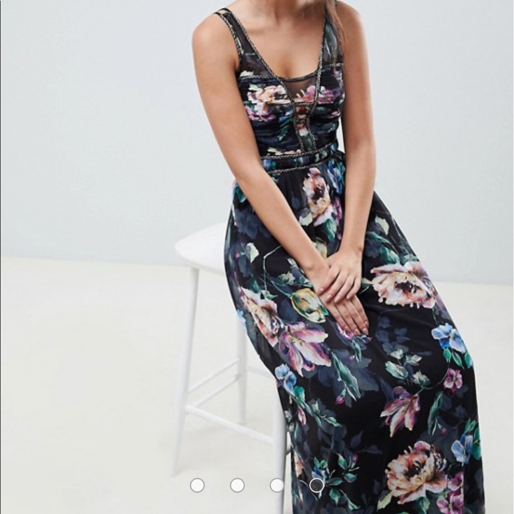Little Mistress plunge front maxi dress
